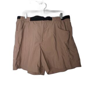 Columbia Hiking Shorts Womens XL Brown Nylon High Rise Elastic Waist Outdoor